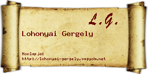 Lohonyai Gergely névjegykártya